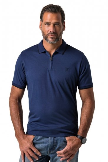 JP1880 851048 Poloshirt met rits Nachtblauw TALL - TALL polo's - TALL poloshirts met extra lengte