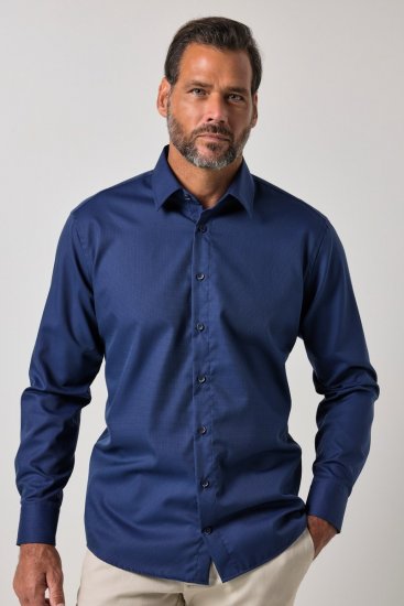 JP1880 851055 Gedessineerd strijkvrij business-overhemd lange mouw Donkerblauw TALL - TALL overhemden - TALL overhemden met extra lengte