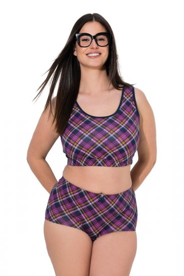 Ulla Popken 851071 Geruite slips van biologisch katoen 2-pack Violet - Slips - 