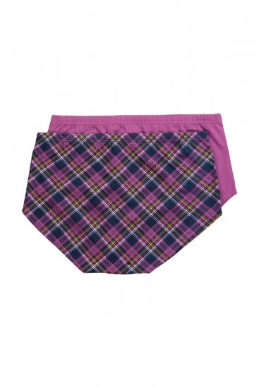 Ulla Popken 851071 Geruite slips van biologisch katoen 2-pack Violet - Slips - 