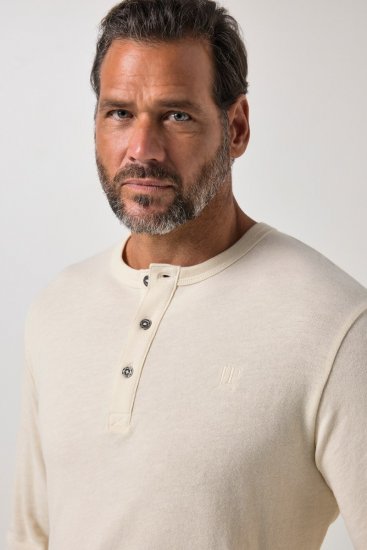 JP1880 851075 Henley-shirt met lange mouwen Zandgrijs TALL - TALL T-shirts - TALL T-Shirts Heren