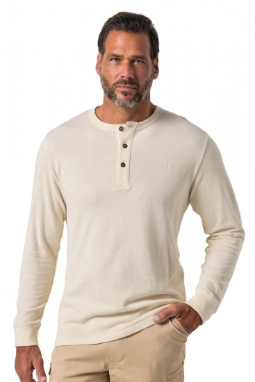 JP1880 851075 Henley-shirt met lange mouwen Zandgrijs TALL - TALL T-shirts - TALL T-Shirts Heren