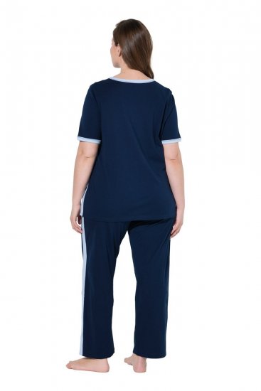 Ulla Popken 851245 Pyjama met strepen Donkerblauw - Pyjama's en Loungewear - 