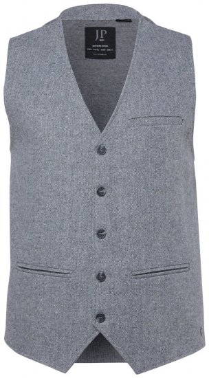 JP1880 851399 Gilet van wolmix met gebreide rug Lichtgrijs - Pakken - Grote Maten Kostuum Heren