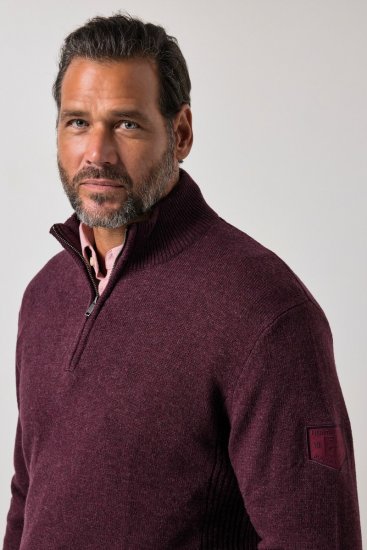 JP1880 851428 Gebreide trui met halve rits Pruim TALL - TALL sweatshirts - TALL sweatshirts en hoodies
