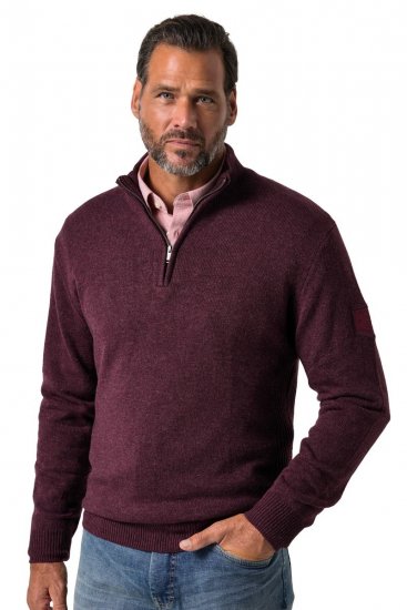 JP1880 851428 Gebreide trui met halve rits Pruim TALL - TALL sweatshirts - TALL sweatshirts en hoodies