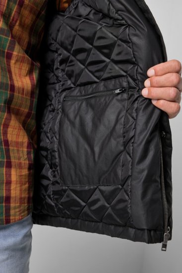 JP1880 851493 Gewaxt jack met corduroy kraag Zwart - Jassen - Grote Maten Herenjassen