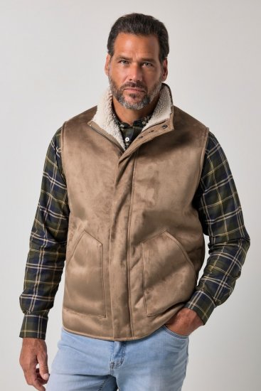 JP1880 851516 Bodywarmer in suèdelook met teddyvoering Beige - Jassen - Grote Maten Herenjassen