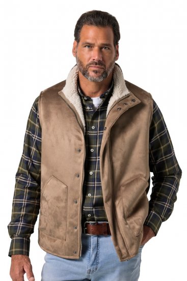 JP1880 851516 Bodywarmer in suèdelook met teddyvoering Beige - Jassen - Grote Maten Herenjassen