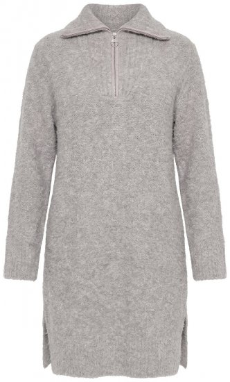 Ulla Popken 851563 Gebreide jurk met lange mouwen Beige - Kleedjes - Jurken in alle maten