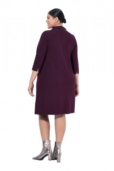 Ulla Popken 851664 Jersey jurk met col Pruim - Kleedjes - Jurken in alle maten
