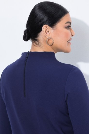 Ulla Popken 851664 A-lijn jersey jurk met zakken Donkerblauw - Kleedjes - Jurken in alle maten