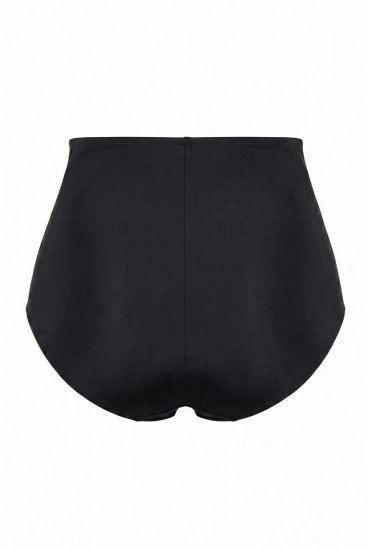 Ulla Popken 851700 Geruite slips met hoge taille en kant Zwart - Slips - 