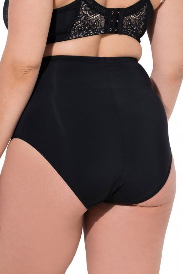 Ulla Popken 851700 Geruite slips met hoge taille en kant Zwart - Slips - 