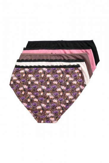 Ulla Popken 851711 Gebloemde slips 5-pack Bruin - Slips - 
