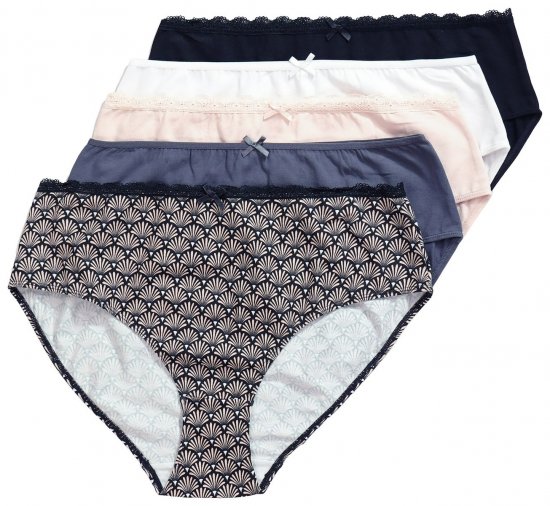 Ulla Popken 851730 Bedrukte slips 5-pack Beige - Slips - 