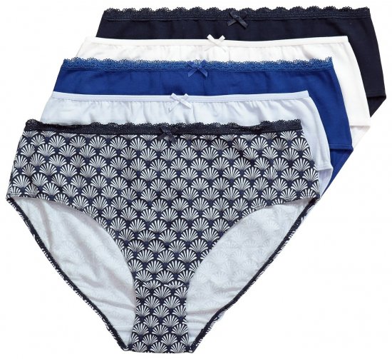Ulla Popken 851730 Bedrukte slips 5-pack Lichtblauw - Slips - 