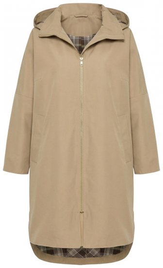 Ulla Popken 851764 Oversized jas met afneembare capuchon Zand - Jassen - Jassen in grote maten