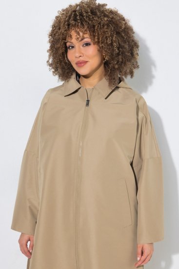 Ulla Popken 851764 Oversized jas met afneembare capuchon Zand - Jassen - Jassen in grote maten