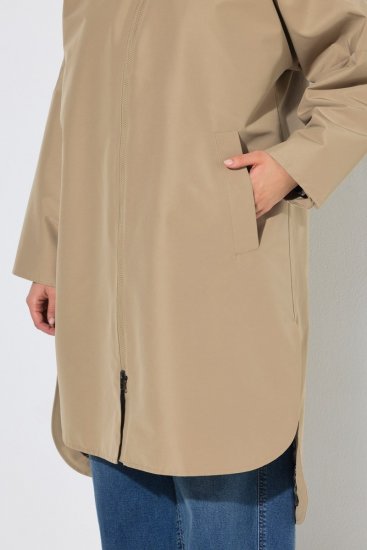 Ulla Popken 851764 Oversized jas met afneembare capuchon Zand - Jassen - Jassen in grote maten