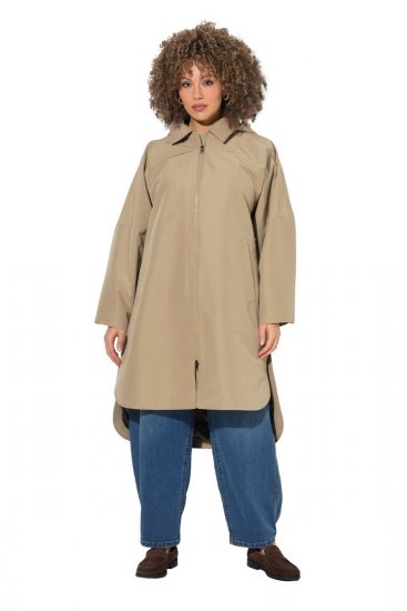 Ulla Popken 851764 Oversized jas met afneembare capuchon Zand - Jassen - Jassen in grote maten