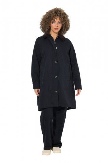 Ulla Popken 851765 Corduroy jas Donkerblauw - Jassen - Jassen in grote maten