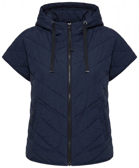 Ulla Popken 851785 Oversized gewatteerd vest met capuchon Donkerblauw - Bodywarmers - 