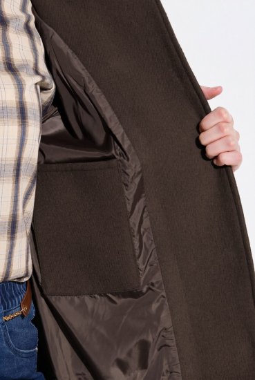 Ulla Popken 851803 Duffelcoat Donkerbruin - Jassen - Jassen in grote maten