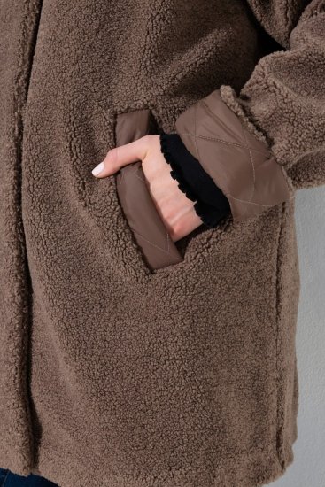 Ulla Popken 851809 Teddy jack Lichtbruin - Jassen - Damesjassen in grote maten