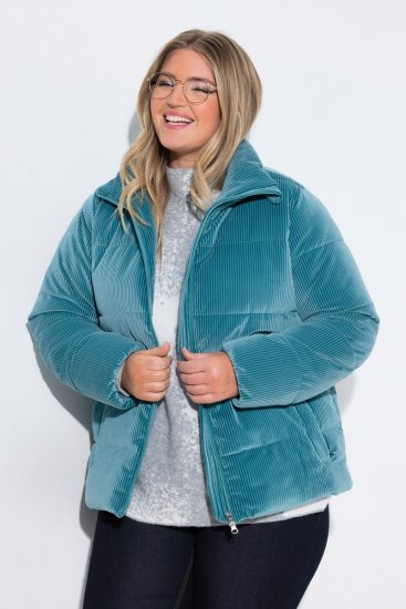 Ulla Popken 851819 Corduroy jack Grijs - Jassen - Damesjassen in grote maten