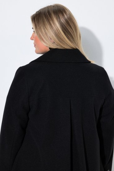 Ulla Popken 851827 Uitlopende jas met wollook Zwart - Jassen - Jassen in grote maten