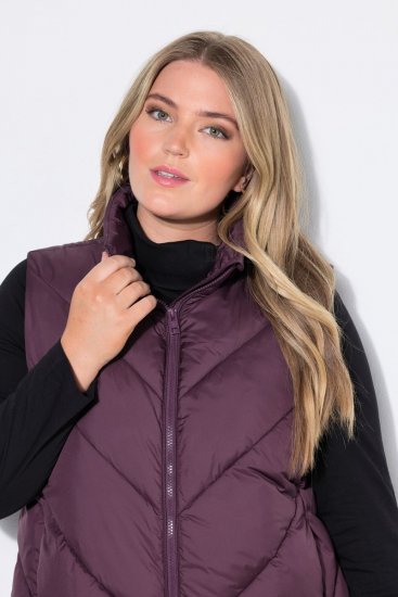 Ulla Popken 851833 Gewatteerd vest met opstaande kraag Bruin - Bodywarmers - 