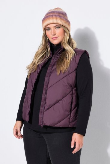 Ulla Popken 851833 Gewatteerd vest met opstaande kraag Bruin - Bodywarmers - 
