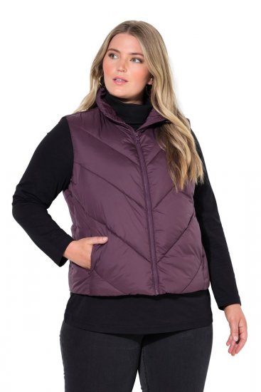 Ulla Popken 851833 Gewatteerd vest met opstaande kraag Bruin - Bodywarmers - 