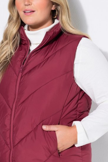 Ulla Popken 851833 Gewatteerd vest met opstaande kraag Rood - Bodywarmers - 