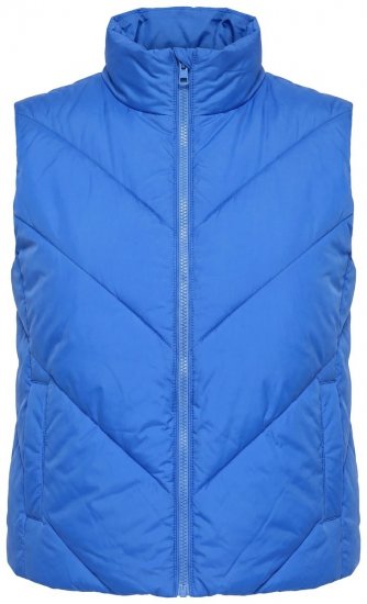 Ulla Popken 851833 Gewatteerd vest met opstaande kraag Blauw - Bodywarmers - 