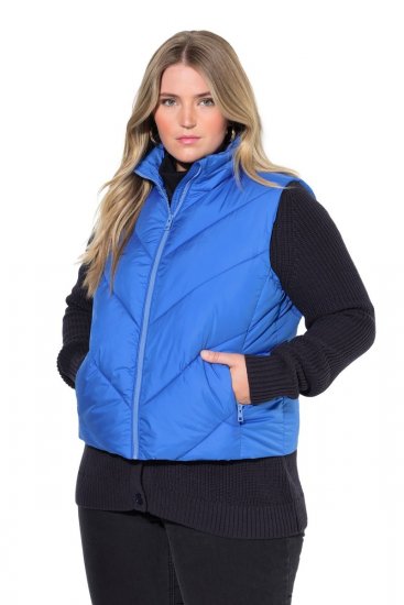 Ulla Popken 851833 Gewatteerd vest met opstaande kraag Blauw - Bodywarmers - 
