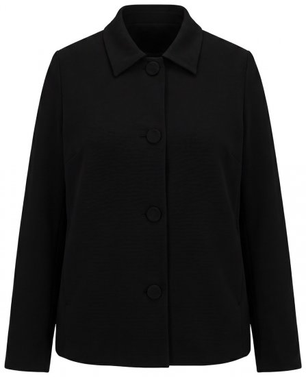 Ulla Popken 852167 Blazer met overhemdkraag Zwart - Blazers - Blazers in grote maten voor dames