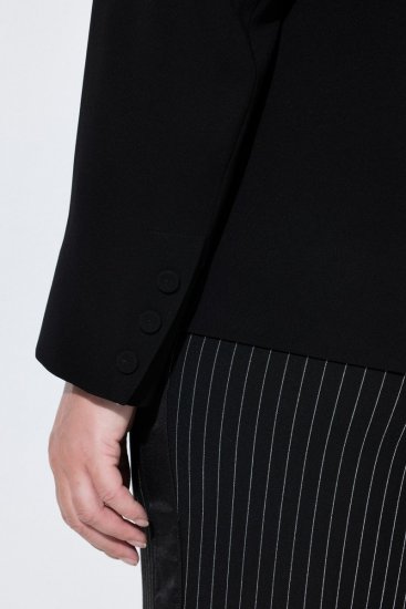 Ulla Popken 852167 Blazer met overhemdkraag Zwart - Blazers - Blazers in grote maten voor dames