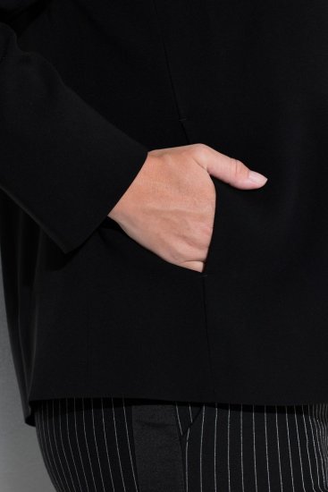 Ulla Popken 852167 Blazer met overhemdkraag Zwart - Blazers - Blazers in grote maten voor dames