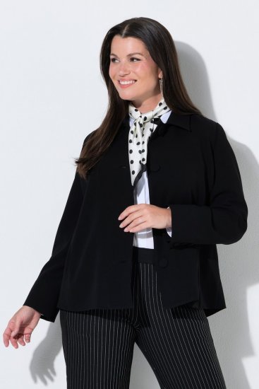 Ulla Popken 852167 Blazer met overhemdkraag Zwart - Blazers - Blazers in grote maten voor dames