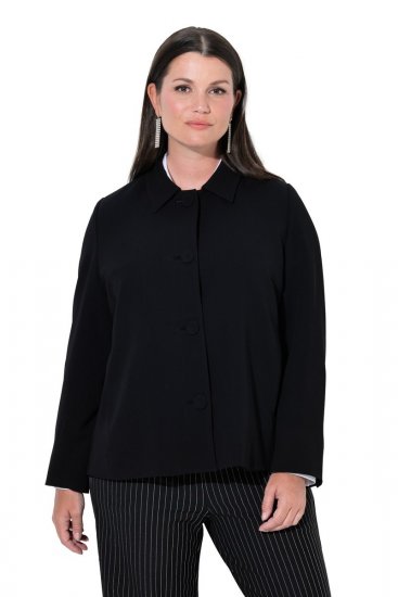 Ulla Popken 852167 Blazer met overhemdkraag Zwart - Blazers - Blazers in grote maten voor dames