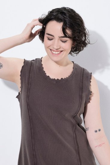 Ulla Popken 852190 Jersey jurk Mahoniebruin - Zomerjurken - Zomerjurken in grote maten
