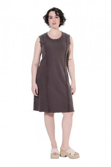 Ulla Popken 852190 Jersey jurk Mahoniebruin - Zomerjurken - Zomerjurken in grote maten
