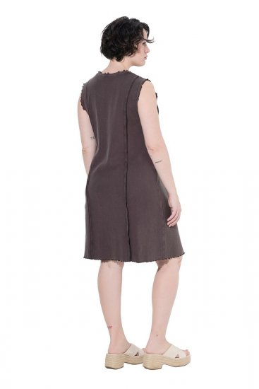 Ulla Popken 852190 Jersey jurk Mahoniebruin - Zomerjurken - Zomerjurken in grote maten