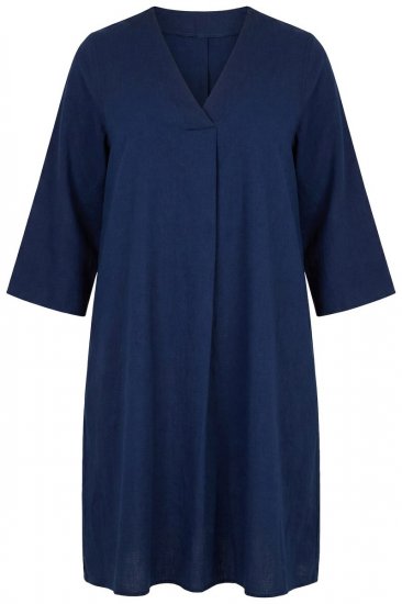 Ulla Popken 852191 Denim jurk met zakken Denimblauw - Kleedjes - Jurken in alle maten