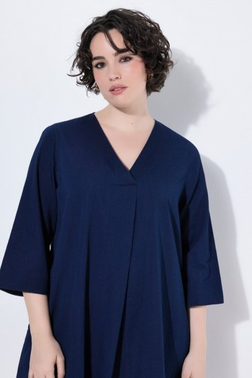 Ulla Popken 852191 Denim jurk met zakken Denimblauw - Kleedjes - Jurken in alle maten