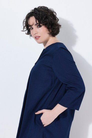 Ulla Popken 852191 Denim jurk met zakken Denimblauw - Kleedjes - Jurken in alle maten