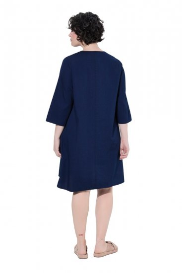 Ulla Popken 852191 Denim jurk met zakken Denimblauw - Kleedjes - Jurken in alle maten