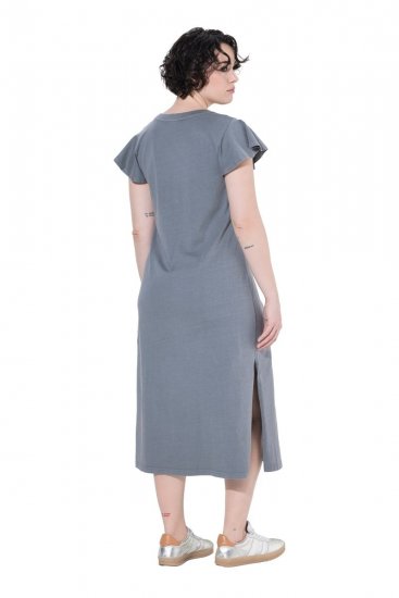 Ulla Popken 852218 Midi-jurk met korte mouwen Grijs - Midi jurken - Midi jurken in grote maten